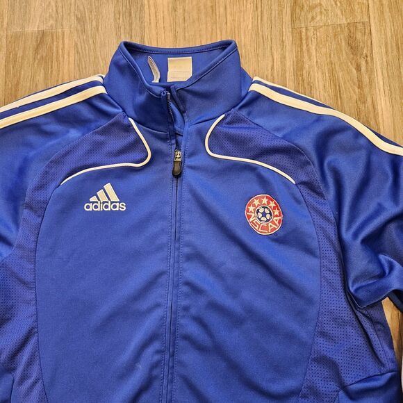 Adidas NSCAA Soccer Track Jacket Mens Size S Blue Climacool Full Zip - Picture 2 of 9